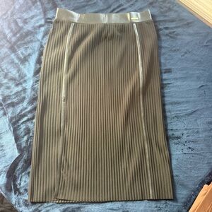 Pleated Midi Skirt in Olive Green